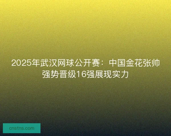 2025年武汉网球公开赛：中国金花张帅强势晋级16强展现实力